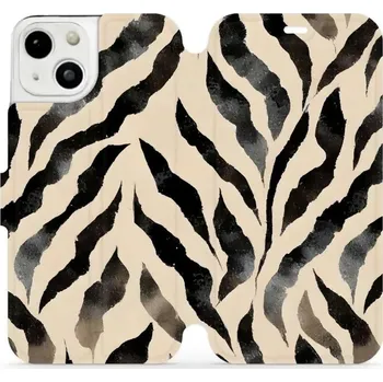 Pouzdro na mobilní telefon Flipové pouzdro Mobiwear - Apple iPhone 13 - VA53S Zebří (Knížkové flip pouzdro, obal, kryt na mobil Apple iPhone 13 - VA53S Zebří, materiál Umělá kůže + TPU - ochrana 360°, stojánek, silikonová vanička, magnetické zavírání)