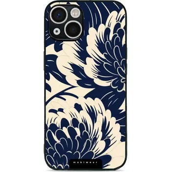Pouzdro na mobilní telefon Lesklý kryt Mobiwear Glossy - Apple iPhone 13 - GA40G Modré a béžové květy (Prémiové lesklé pouzdro, obal, kryt Mobiwear Glossy na mobil Apple iPhone 13 - GA40G Modré a béžové květy, materiál Plast + TPU silikon - krytí po všech stranách, neošoupatelný)
