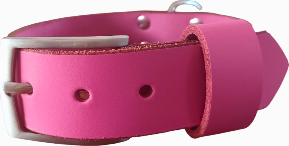 opaskujse Kožený obojek pro psy šířka 3 cm, kůže růžová, spona pochromovaná Délka obojku: 35 cm