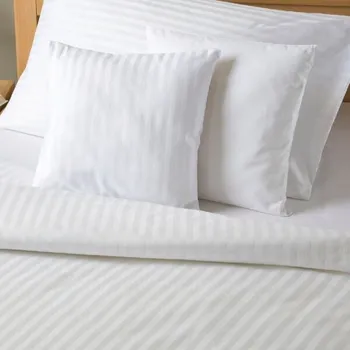 Povlečení Damaškové povlečení atlasgrádl bílé proužek 8 mm - 140x220 + 70x90 cm (prodloužené)