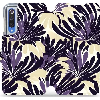 Pouzdro na mobilní telefon Flipové pouzdro Mobiwear - Xiaomi Mi 9 SE - VA47S Fialová flóra (Knížkové flip pouzdro, obal, kryt na mobil Xiaomi Mi 9 SE - VA47S Fialová flóra, materiál Umělá kůže + TPU - ochrana 360°, stojánek, silikonová vanička, magnetické zavírání)