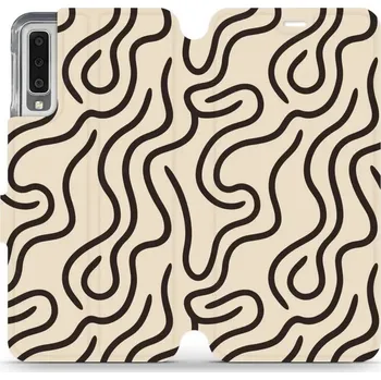 Pouzdro na mobilní telefon Flipové pouzdro Mobiwear - Samsung Galaxy A7 2018 - VA60S Linky (Knížkové flip pouzdro, obal, kryt na mobil Samsung Galaxy A7 2018 - VA60S Linky, materiál Umělá kůže + TPU - ochrana 360°, stojánek, silikonová vanička, magnetické zavírání)