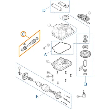 Pohon brány Nice PRME03R01 šneková hřídel s ozubeným kolem