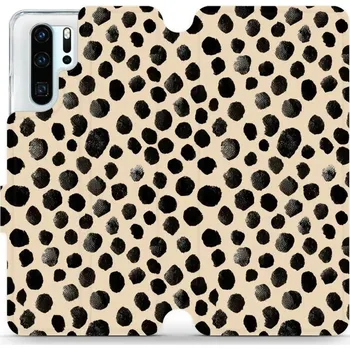 Pouzdro na mobilní telefon Flipové pouzdro Mobiwear - Huawei P30 Pro - VA50S Černé puntíky (Knížkové flip pouzdro, obal, kryt na mobil Huawei P30 Pro - VA50S Černé puntíky, materiál Umělá kůže + TPU - ochrana 360°, stojánek, silikonová vanička, magnetické zavírání)