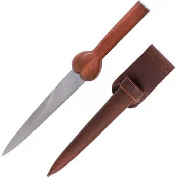 Replika zbraně ULFBERTH® Krátká ledvinová dýka s koženou pochvou