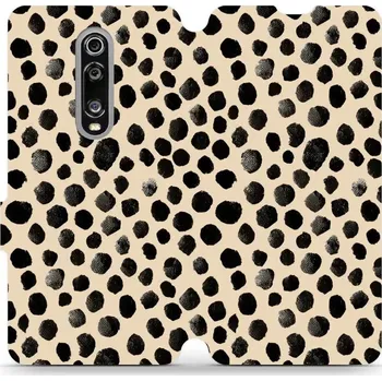 Pouzdro na mobilní telefon Flipové pouzdro Mobiwear - Xiaomi Mi 9T Pro - VA50S Černé puntíky (Knížkové flip pouzdro, obal, kryt na mobil Xiaomi Mi 9T Pro - VA50S Černé puntíky, materiál Umělá kůže + TPU - ochrana 360°, stojánek, silikonová vanička, magnetické zavírání)