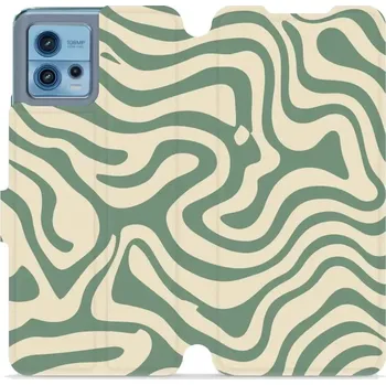 Pouzdro na mobilní telefon Flipové pouzdro Mobiwear - Motorola Moto G72 - VA57S Zelené a béžové zkrouceniny (Knížkové flip pouzdro, obal, kryt na mobil Motorola Moto G72 - VA57S Zelené a béžové zkrouceniny, materiál Umělá kůže + TPU - ochrana 360°, stojánek, silikonová vanička,)