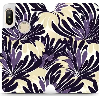 Pouzdro na mobilní telefon Flipové pouzdro Mobiwear - Xiaomi Mi A2 Lite - VA47S Fialová flóra (Knížkové flip pouzdro, obal, kryt na mobil Xiaomi Mi A2 Lite - VA47S Fialová flóra, materiál Umělá kůže + TPU - ochrana 360°, stojánek, silikonová vanička, magnetické zavírání)