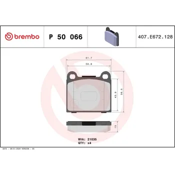 Brzdová destička Sada brzdových destiček, kotoučová brzda BREMBO P 50 066