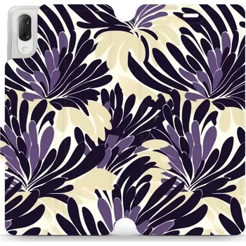 Pouzdro na mobilní telefon Flipové pouzdro Mobiwear - Sony Xperia L3 - VA47S Fialová flóra (Knížkové flip pouzdro, obal, kryt na mobil Sony Xperia L3 - VA47S Fialová flóra, materiál Umělá kůže + TPU - ochrana 360°, stojánek, silikonová vanička, magnetické zavírání)