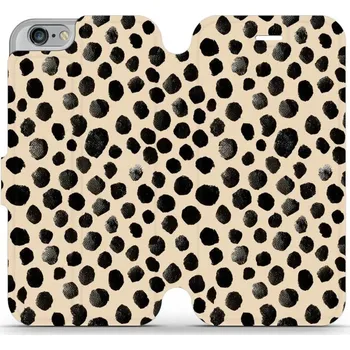 Pouzdro na mobilní telefon Flipové pouzdro Mobiwear - Apple iPhone 6 / 6S - VA50S Černé puntíky (Knížkové flip pouzdro, obal, kryt na mobil Apple iPhone 6 / 6S - VA50S Černé puntíky, materiál Umělá kůže + TPU - ochrana 360°, stojánek, silikonová vanička, magnetické zavírání)