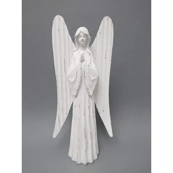 Vánoční dekorace Anděl bílý plechová křídla 34cm