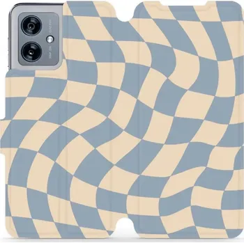 Pouzdro na mobilní telefon Flipové pouzdro Mobiwear - Motorola Moto G54 5G / Moto G54 5G Power Edition - VA59S Modrá a béžová šachovnice (Knížkové flip pouzdro, obal, kryt na mobil Motorola Moto G54 5G / Moto G54 5G Power Edition - VA59S Modrá a béžová šachovnice, materiál Umělá ků