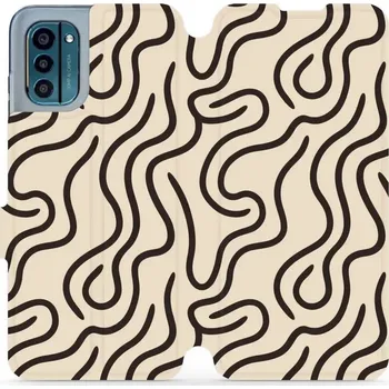 Pouzdro na mobilní telefon Flipové pouzdro Mobiwear - Nokia G21 - VA60S Linky (Knížkové flip pouzdro, obal, kryt na mobil Nokia G21 - VA60S Linky, materiál Umělá kůže + TPU - ochrana 360°, stojánek, silikonová vanička, magnetické zavírání)