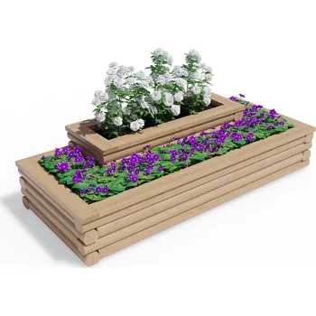 Vyvýšený záhon Vyvýšený dřevěný záhon 90 x 210 cm, dvoupatrový, typový