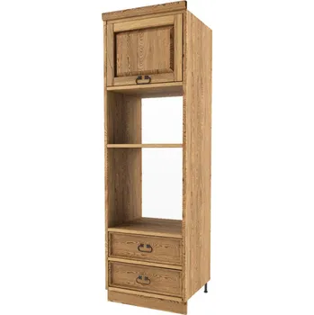 Kuchyňská skříňka Dřevěná kuchyňská skříňka pro vestavnou troubu KP265 vysoká Barevné provedení: Tmavý vosk - K02, Úchyty: Kování CERA