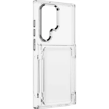 Pouzdro na mobilní telefon Silikonové pouzdro FORCELL F-PROTECT Crystal Pocket na mobil Samsung Galaxy S24 Ultra čiré se slotem na platební kartu (FORCELL F-PROTECT Crystal Pocket pro SAMSUNG GALAXY S24 Ultra transparentní)