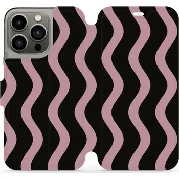 Pouzdro na mobilní telefon Flipové pouzdro Mobiwear - Apple iPhone 13 Pro - VA54S Fialové vlnky (Knížkové flip pouzdro, obal, kryt na mobil Apple iPhone 13 Pro - VA54S Fialové vlnky, materiál Umělá kůže + TPU - ochrana 360°, stojánek, silikonová vanička, magnetické zavírání)