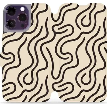 Pouzdro na mobilní telefon Flipové pouzdro Mobiwear - Apple iPhone 14 Pro Max - VA60S Linky (Knížkové flip pouzdro, obal, kryt na mobil Apple iPhone 14 Pro Max - VA60S Linky, materiál Umělá kůže + TPU - ochrana 360°, stojánek, silikonová vanička, magnetické zavírání)