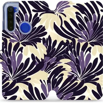 Pouzdro na mobilní telefon Flipové pouzdro Mobiwear - Xiaomi Redmi Note 8T - VA47S Fialová flóra (Knížkové flip pouzdro, obal, kryt na mobil Xiaomi Redmi Note 8T - VA47S Fialová flóra, materiál Umělá kůže + TPU - ochrana 360°, stojánek, silikonová vanička, magnetické zavírání)