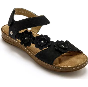 Dámské sandále PÉDICONFORT® - Sandály na suchý zip, velurová kůže černá 38