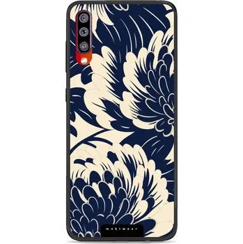 Pouzdro na mobilní telefon Lesklý kryt Mobiwear Glossy - Samsung Galaxy A70 - GA40G Modré a béžové květy (Prémiové lesklé pouzdro, obal, kryt Mobiwear Glossy na mobil Samsung Galaxy A70 - GA40G Modré a béžové květy, materiál Plast + TPU silikon - krytí po všech stranách,)