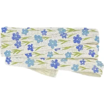 Stuha Stuha bavlněná FIORINO modrá 15mm x 2m (6,-Kč/m) (Dekorační látková stuha, bílá, jednostranný potisk)