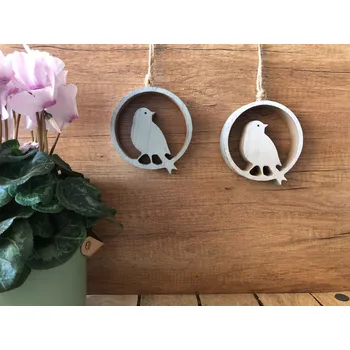 Obraz Ptáček v kruhu na zavěšení Barva: Bílá