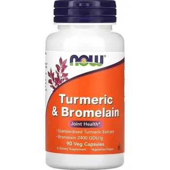 Přírodní produkt Now Foods NOW Turmeric & Bromelain (kurkuma a bromelain), 90 rostlinných kapslí