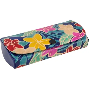 Pouzdro na brýle Kožené pouzdro na brýle Květy modré