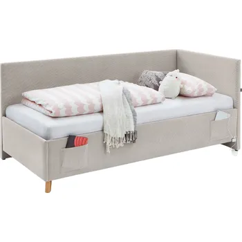 Dětská postel Béžová manšestrová postel Meise Möbel Cool II. 120 x 200 cm s úložným prostorem