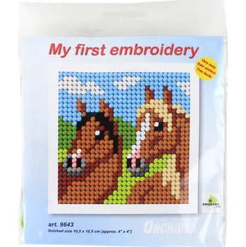 Textilie Moje první vyšívání - 10,5x10,5cm - Koníci