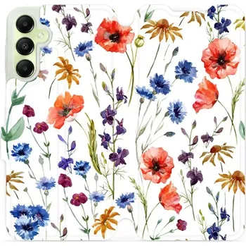 Pouzdro na mobilní telefon Flipové pouzdro Mobiwear - Samsung Galaxy A05s - MP04S Luční kvítí (Knížkové flip pouzdro, obal, kryt na mobil Samsung Galaxy A05s - MP04S Luční kvítí, materiál Umělá kůže + TPU - ochrana 360°, stojánek, silikonová vanička, magnetické zavírání)