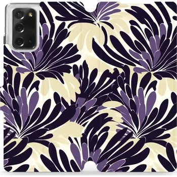 Pouzdro na mobilní telefon Flipové pouzdro Mobiwear - Samsung Galaxy Note 20 - VA47S Fialová flóra (Knížkové flip pouzdro, obal, kryt na mobil Samsung Galaxy Note 20 - VA47S Fialová flóra, materiál Umělá kůže + TPU - ochrana 360°, stojánek, silikonová vanička, magnetické zavírání)