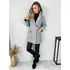 Dámský kabát Krátký flaušový kabát na zip s kapucí šedý