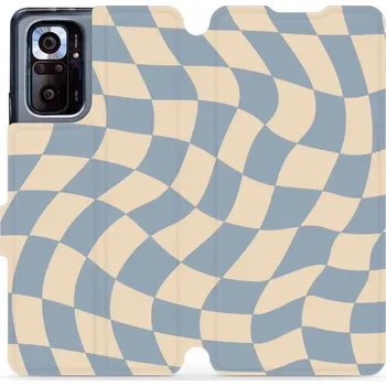 Pouzdro na mobilní telefon Flipové pouzdro Mobiwear - Xiaomi Redmi Note 10 Pro - VA59S Modrá a béžová šachovnice (Knížkové flip pouzdro, obal, kryt na mobil Xiaomi Redmi Note 10 Pro - VA59S Modrá a béžová šachovnice, materiál Umělá kůže + TPU - ochrana 360°, stojánek, silikonová)