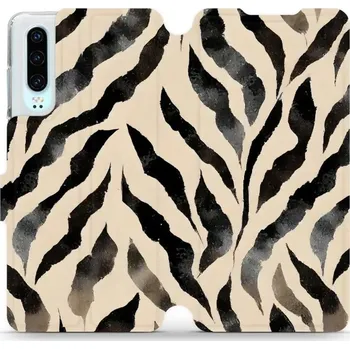 Pouzdro na mobilní telefon Flipové pouzdro Mobiwear - Huawei P30 - VA53S Zebří (Knížkové flip pouzdro, obal, kryt na mobil Huawei P30 - VA53S Zebří, materiál Umělá kůže + TPU - ochrana 360°, stojánek, silikonová vanička, magnetické zavírání)