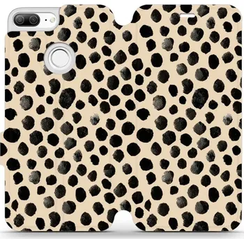 Pouzdro na mobilní telefon Flipové pouzdro Mobiwear - Honor 9 Lite - VA50S Černé puntíky (Knížkové flip pouzdro, obal, kryt na mobil Honor 9 Lite - VA50S Černé puntíky, materiál Umělá kůže + TPU - ochrana 360°, stojánek, silikonová vanička, magnetické zavírání)