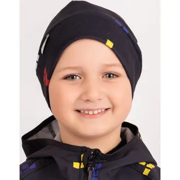 Čepice Dětská čepice fleecová Sport, Černá, Kostičky Velikost: S (45-48 cm)