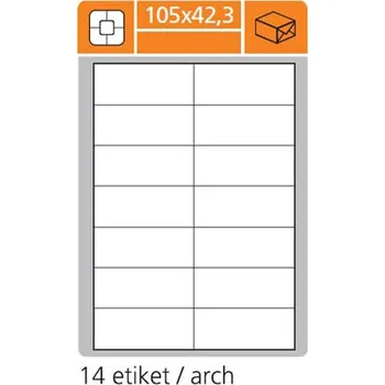 Samolepící etiketa Print etikety A4 pro laserový a inkoustový tisk - 105 x 42,3 mm (14 etikety / arch), 30listů