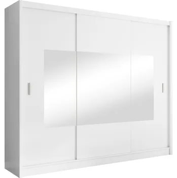 Šatní skříň Tempo Kondela Skříň s posuvnými dveřmi, bílá, 250x215, MADRYT