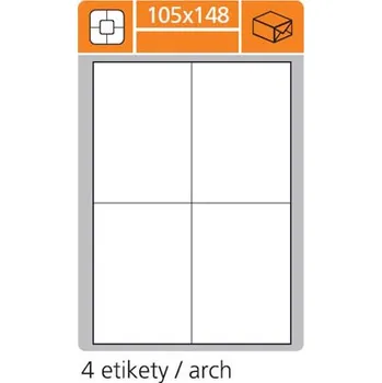 Samolepící etiketa Print etikety A4 pro laserový a inkoustový tisk - 105 x 148 mm (4 etikety / arch), 30listů