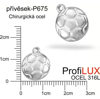 Přívěsek Přívěsek Chirurgická Ocel ozn-P675 Fotbalový MÍČ velikost 13x16mm. Řada přívěsků ProfiLUX