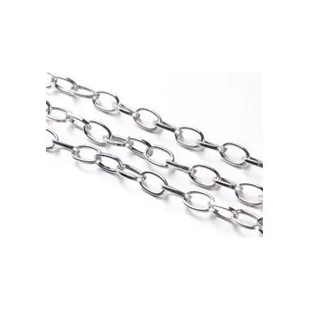Řetízek Řetízek 6,9x3,8x0,9 mm, platina - 1m