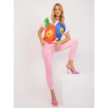 Dámská souprava s potiskem velurová RUE PARIS světle růžová