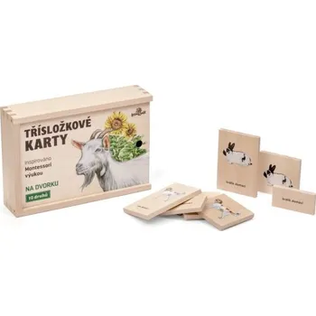 Výuková hračka Třísložkové karty 10 druhů - Lesní zvířátka