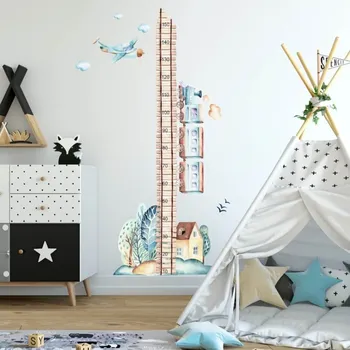 Bytová dekorace INSPIO Dětský metr na zeď - Vláček pro kluky, velikost 90 x 80 cm, 9069f