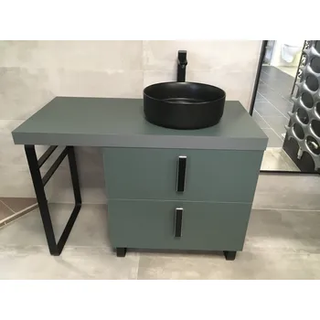 Koupelnový nábytek Intedoor FORTY skříňka š. 1005 mm s umyvadlem na desku, 2 zásuvky, FORTY 100 2Z P N (včetně nohou), A9146 Zelená Salvia MAT, VÝPRODEJ VZORKU