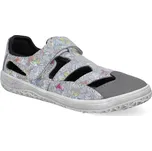 Barefoot dětské sandály Jonap - Danny šedé motýlci Velikost: 22