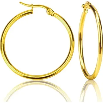 Náušnice Kruhové náušnice z chirurgické oceli - Zlatá,60mm
